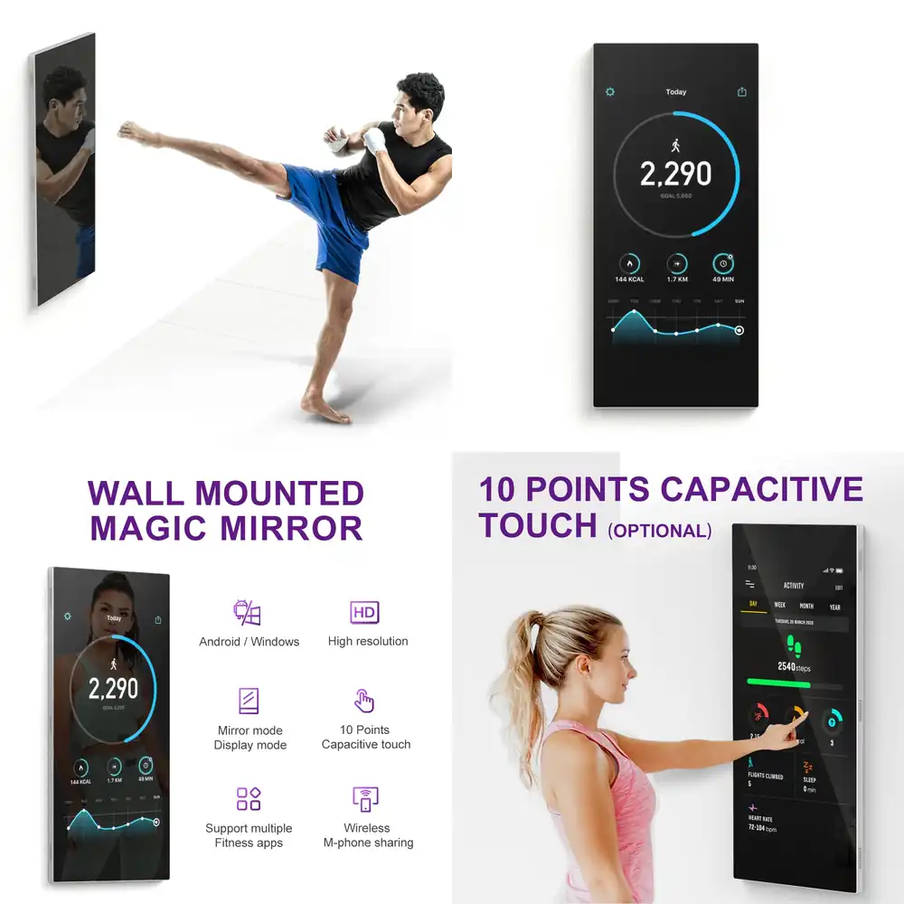 Yoga Fitness App - مرآة تفاعلية مثبتة على الحائط لتطبيقات